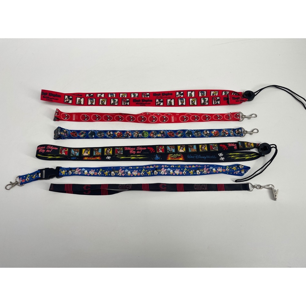 Disney Marvel Lanyard Lot of 6 Mickey Mouse Spider-Man Avengers Magic Kingdom